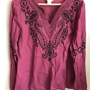 Soft Surrounding Mauve Boho Tunic w/ Embroidery.